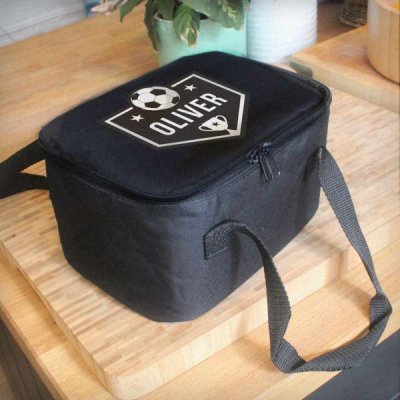 (image for) Personalised Football Black Lunch Bag