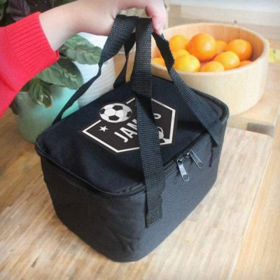 (image for) Personalised Football Black Lunch Bag