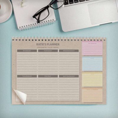 (image for) Personalised Study A4 Desk Planner