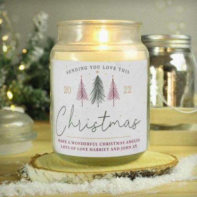 (image for) Personalised Sending You Love Christmas Large Scented Jar Candle