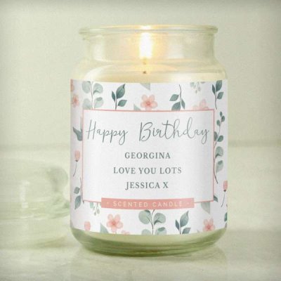 (image for) Personalised Floral Large Scented Jar Candle