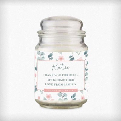 (image for) Personalised Floral Large Scented Jar Candle