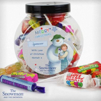 (image for) Personalised The Snowman and the Snowdog Blue Sweet Jar