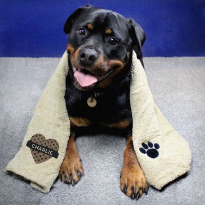 (image for) Personalised Heart Brown Microfiber Pet Towel