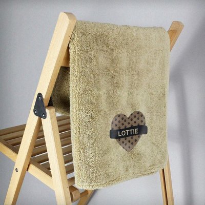 (image for) Personalised Heart Brown Microfiber Pet Towel