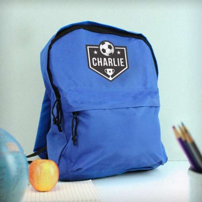 (image for) Personalised Football Blue Backpack