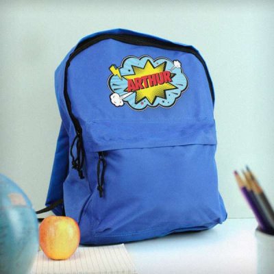 (image for) Personalised Superhero Blue Backpack