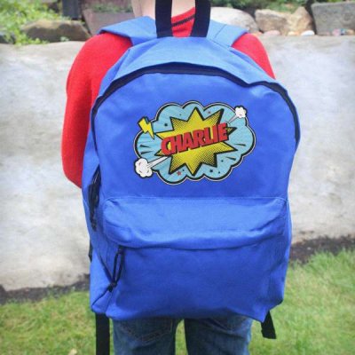 (image for) Personalised Superhero Blue Backpack