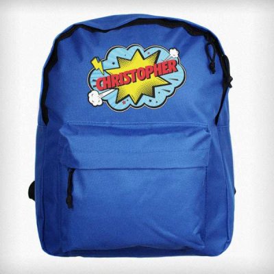 (image for) Personalised Superhero Blue Backpack