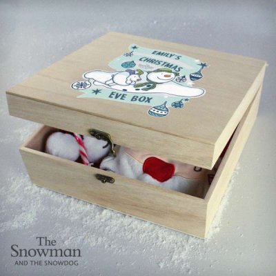 (image for) Personalised The Snowman and the Snowdog Large Wooden Christmas Eve Box