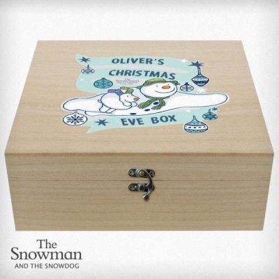 (image for) Personalised The Snowman and the Snowdog Large Wooden Christmas Eve Box