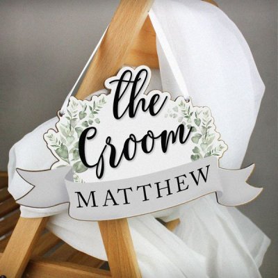 (image for) Personalised The Groom Wooden Hanging Decoration