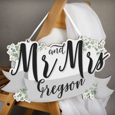 (image for) Personalised Mr & Mrs Wooden Hanging Decoration