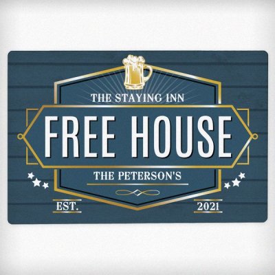 (image for) Personalised Free House Blue Metal Sign