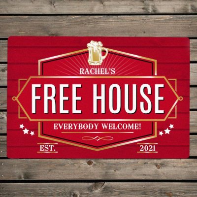 (image for) Personalised Free House Red Metal Sign