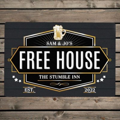 (image for) Personalised Free House Black Metal Sign