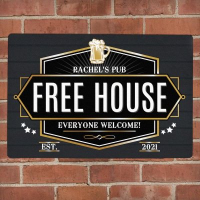 (image for) Personalised Free House Black Metal Sign