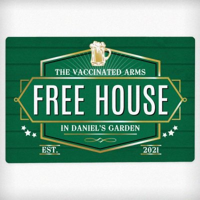 (image for) Personalised Free House Green Metal Sign