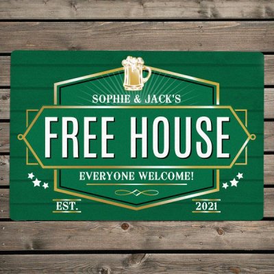 (image for) Personalised Free House Green Metal Sign