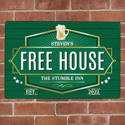 (image for) Personalised Free House Green Metal Sign