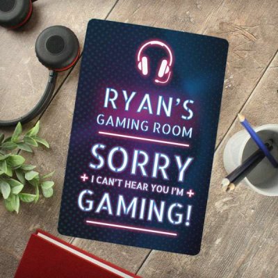 (image for) Personalised Gamer Warning Metal Sign