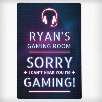 (image for) Personalised Gamer Warning Metal Sign