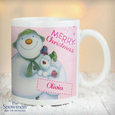 (image for) Personalised The Snowman and the Snowdog Pink Mug