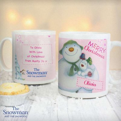 (image for) Personalised The Snowman and the Snowdog Pink Mug