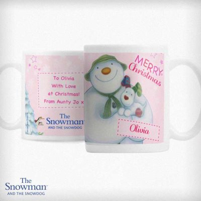 (image for) Personalised The Snowman and the Snowdog Pink Mug