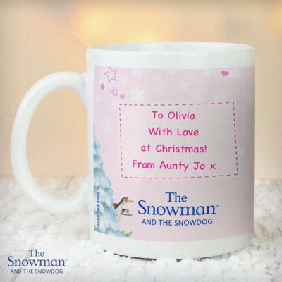 (image for) Personalised The Snowman and the Snowdog Pink Mug