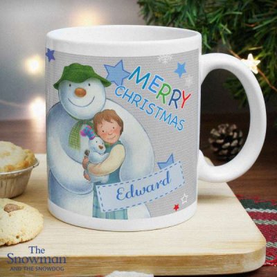 (image for) Personalised The Snowman and the Snowdog Blue Mug