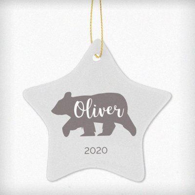 (image for) Personalised Polar Bear Ceramic Star Decoration