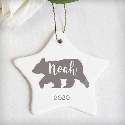 (image for) Personalised Polar Bear Ceramic Star Decoration