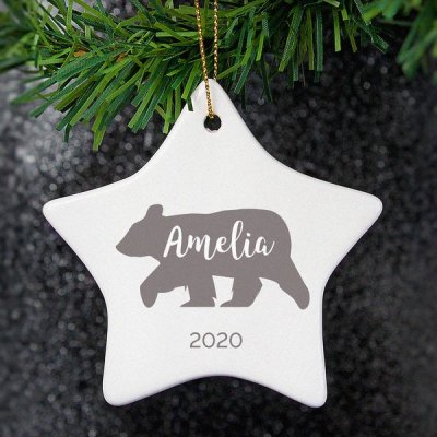 (image for) Personalised Polar Bear Ceramic Star Decoration