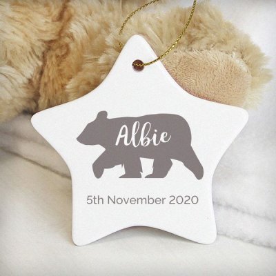 (image for) Personalised Polar Bear Ceramic Star Decoration