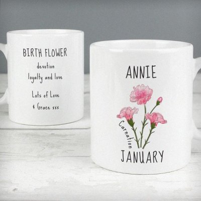 (image for) Personalised January Birth Flower - Carnation Mug