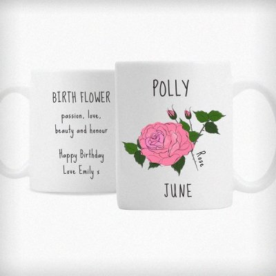 (image for) Personalised June Birth Flower - Rose Mug