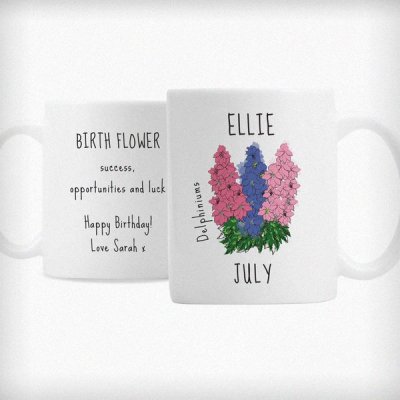 (image for) Personalised July Birth Flower - Delphiniums Mug