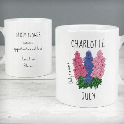 (image for) Personalised July Birth Flower - Delphiniums Mug