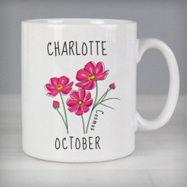 (image for) Personalised October Birth Flower - Cosmos Mug