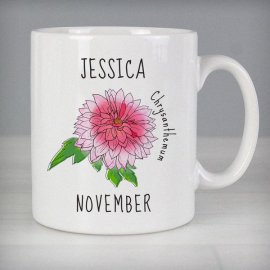 (image for) Personalised November Birth Flower - Chrysanthemum Mug