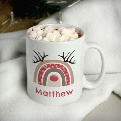 (image for) Personalised Rainbow Reindeer Mug