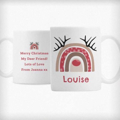 (image for) Personalised Rainbow Reindeer Mug