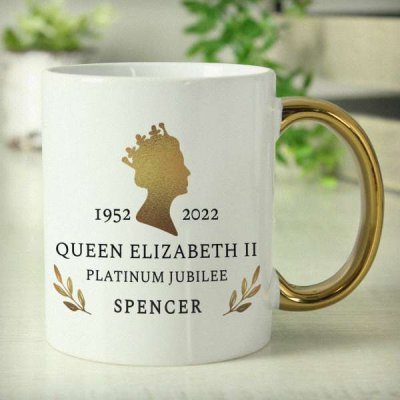 (image for) Personalised Platinum Jubilee Gold Handled Mug