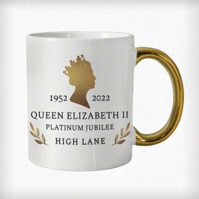 (image for) Personalised Platinum Jubilee Gold Handled Mug