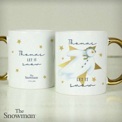 (image for) Personalised The Snowman Let it Snow Gold Handed Mug