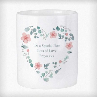 (image for) Personalised Floral Heart Ceramic Storage Pot