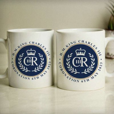 (image for) Personalised King Charles III Blue Crest Coronation Commemorative Mug