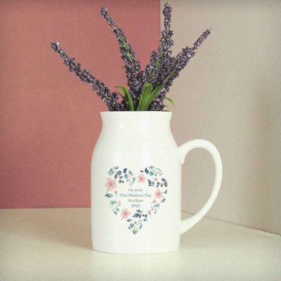 (image for) Personalised Floral Heart Flower Jug