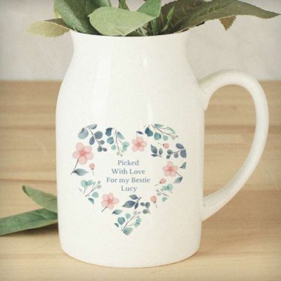 (image for) Personalised Floral Heart Flower Jug